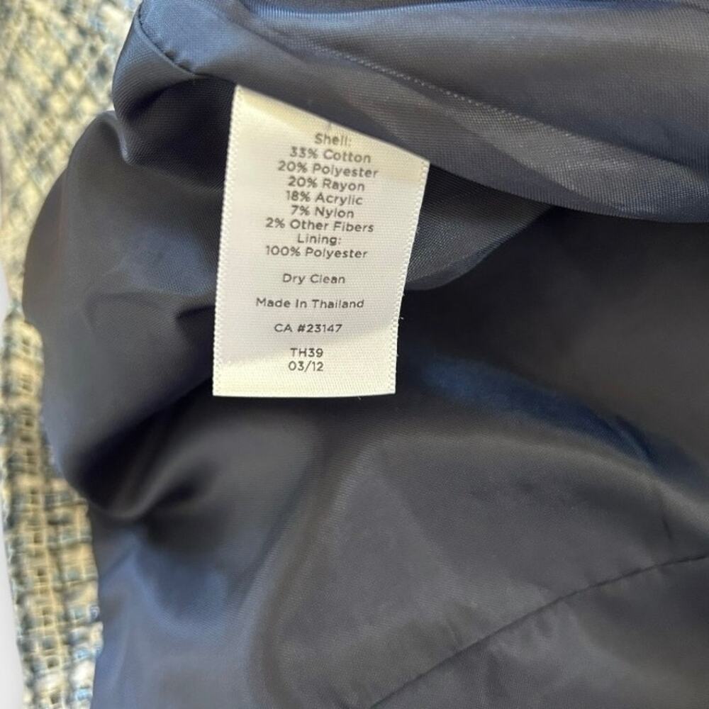 Talbots Tweed Blazer Jacket Women's Size 16 Blue White Bouclé Classic Preppy - Picture 12 of 13